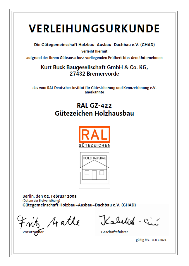 RAL GZ 422 Holzhausbau bis 21